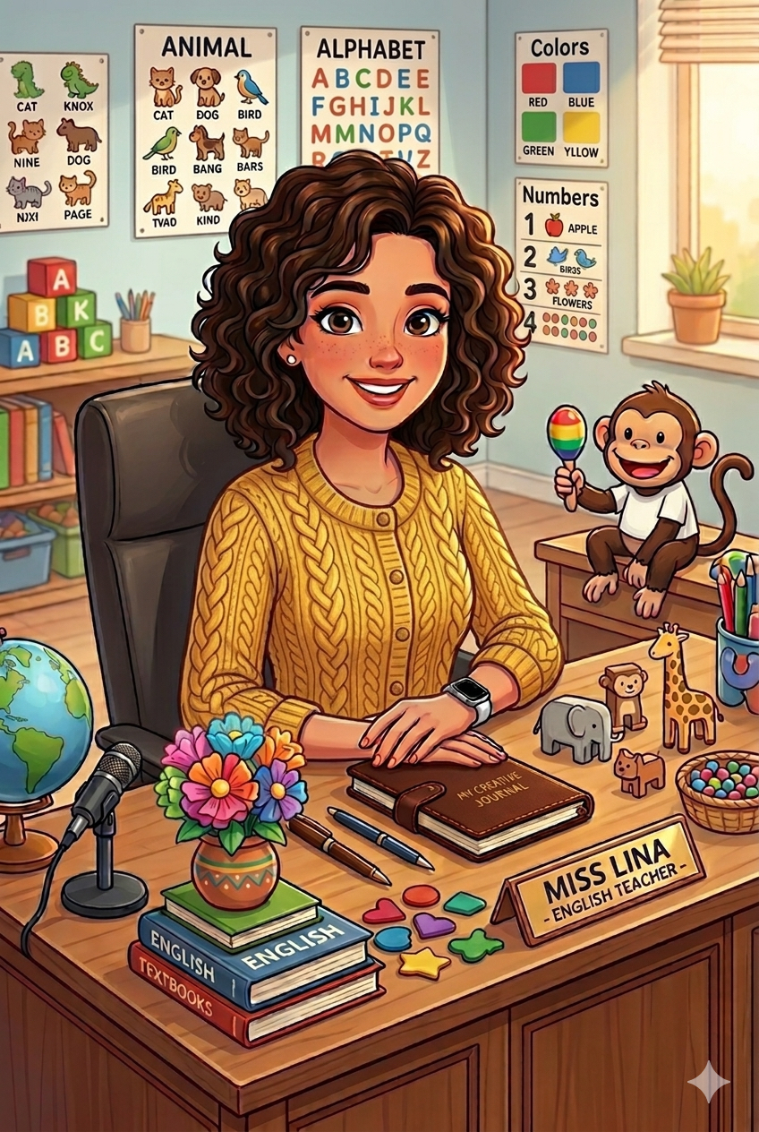 Miss Lina, profesora nativa de inglés con experiencia en enseñanza Montessori para niños